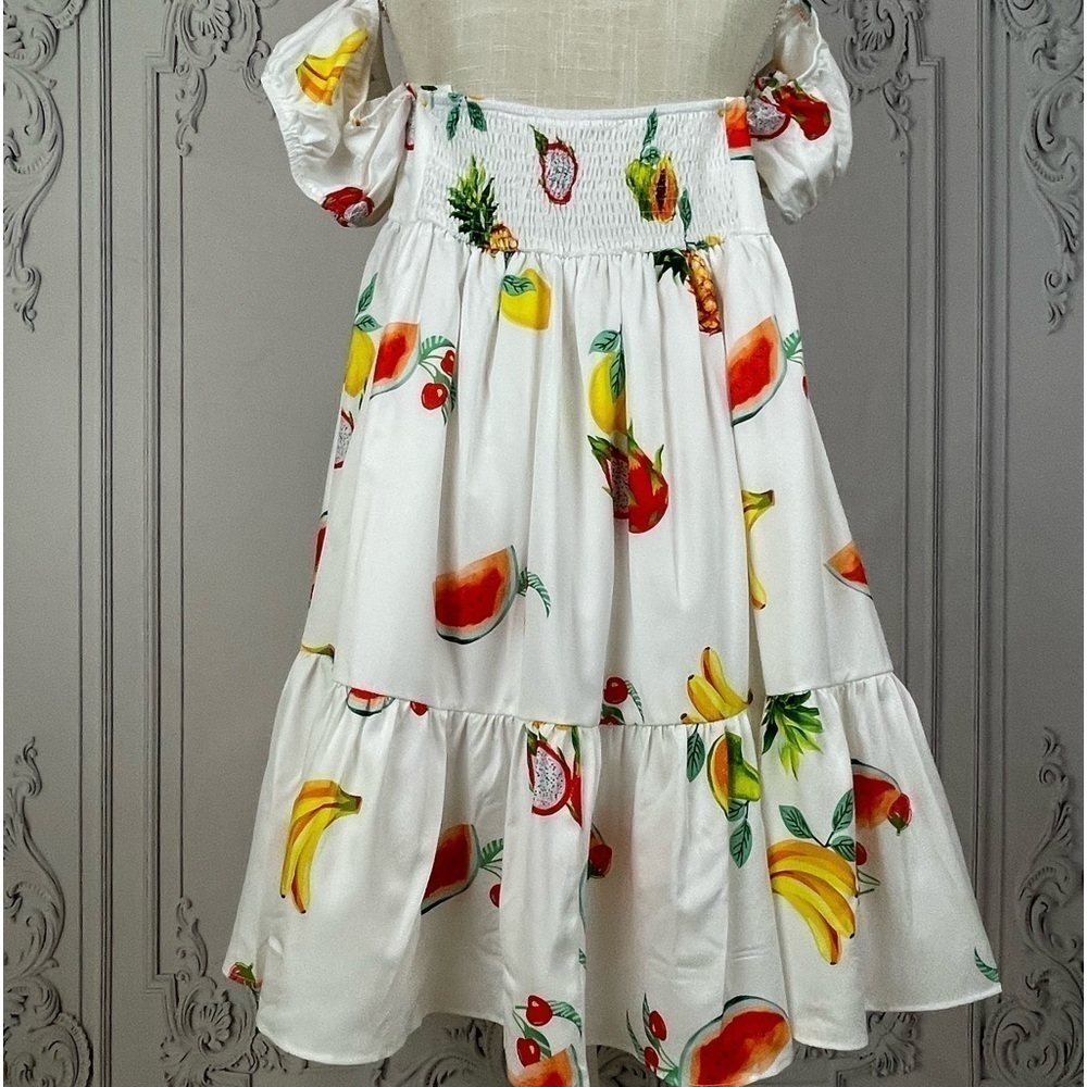 Casual Tropical Print Off The Shoulder Summer Dress - Picture 6 of 10